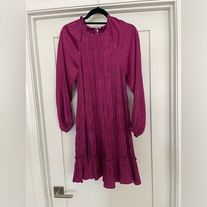 NWT Maeve Magenta Purple Pleated Mini Dress Size S